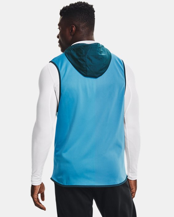 Men's Armour Fleece® Storm Hooded Vest, Blue, pdpMainDesktop image number 1